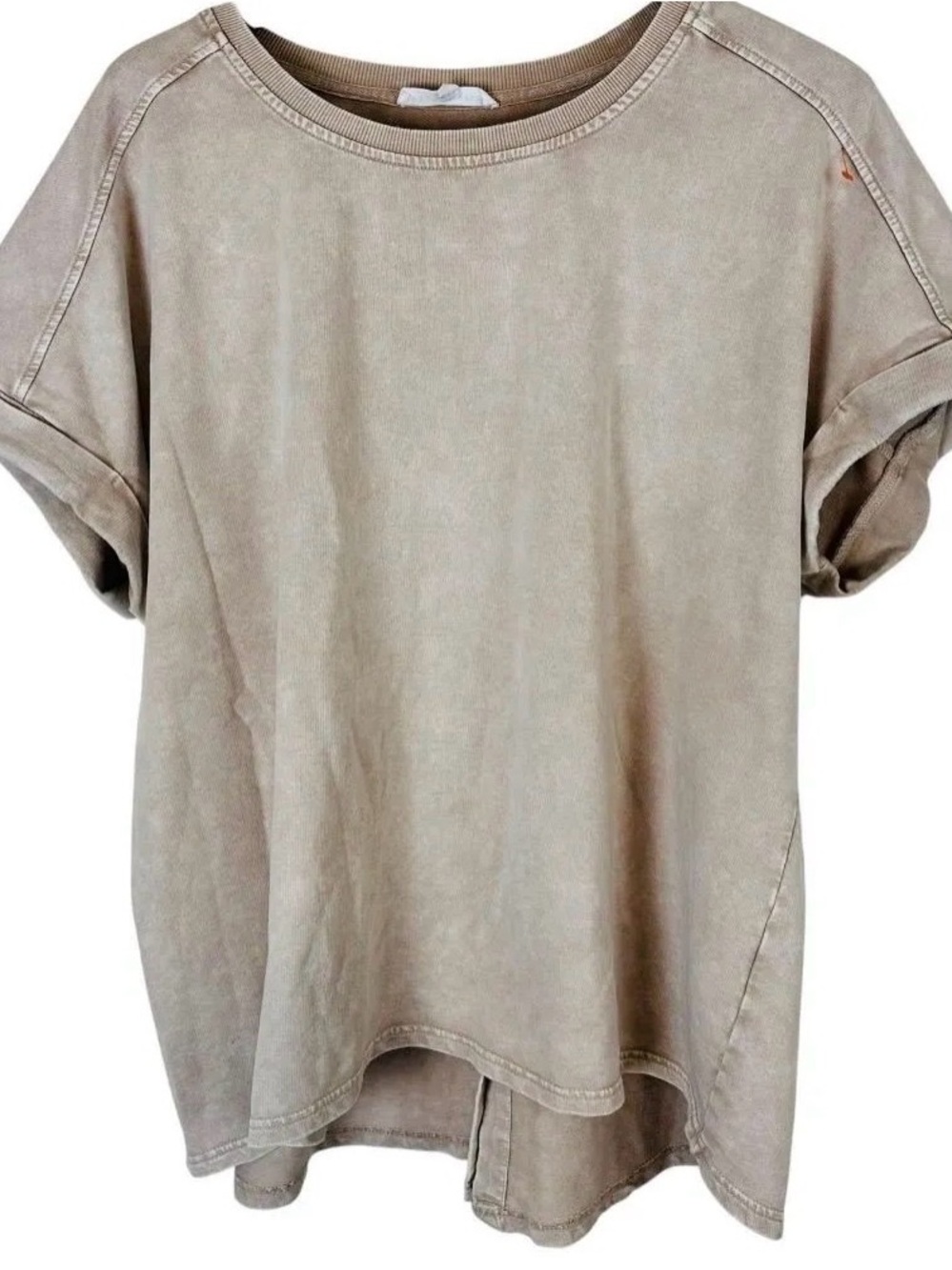 Jane and Delancey Washed Short Sleeve Tee in Beige